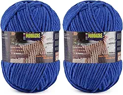 Fio de chenille de veludo para crochê e tricô – cada rolo pesa 200 g de comprimento, 240 m/262 m, fio de cobertor de bebê ultramacio e fofo para chapéus, cachecóis, cobertor de bebê (2, azul marinho)