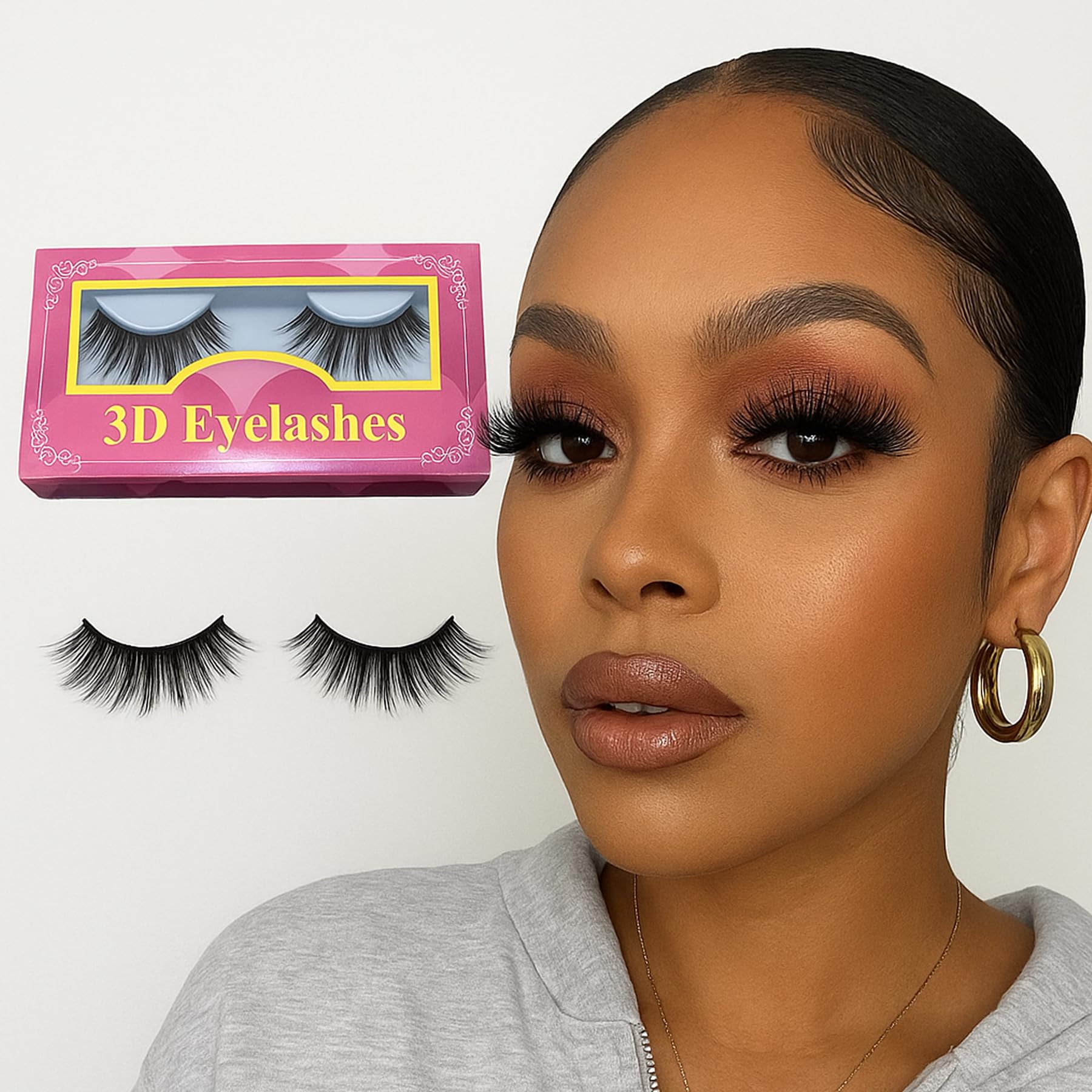 Fake Eyelashes Natural Look Faux Mink Lashes No Glue Thick 3D Eyelash Black Synthetic Fibers Natural Look Reusable