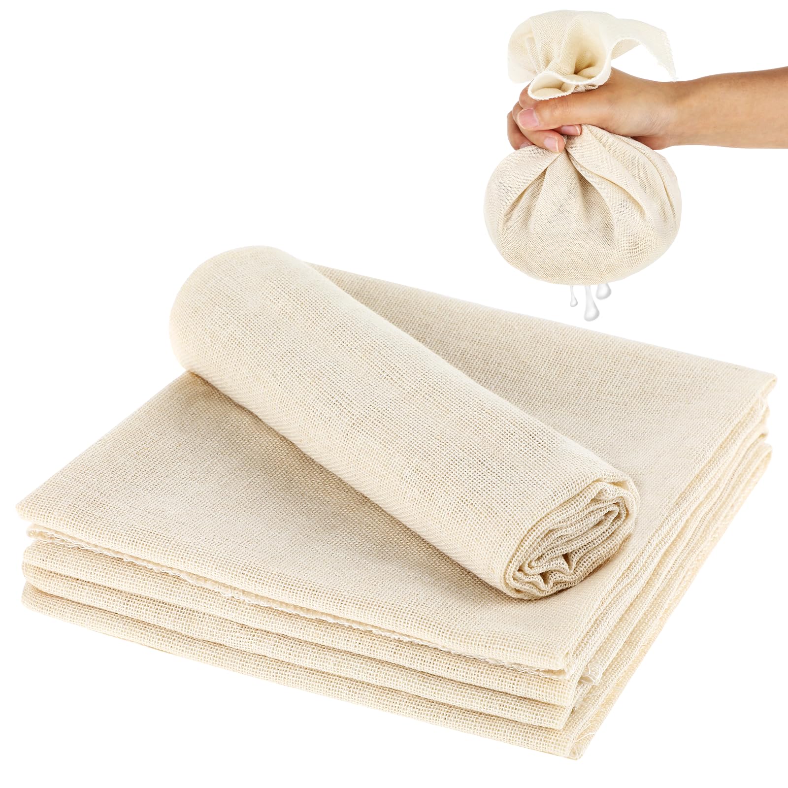 5 Pack Muslin Clothes Cheese Cloths for Straining, Soft Square Hemmed Cheese Clothes Muslin Linen Fabric Cheesecloth Strainer for Cooking, Baking (50 x 50 cm)