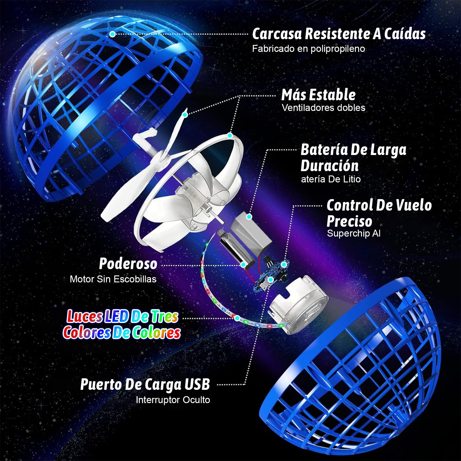 semai Boule Volante Lumineuse, Flying Ball Jouet Jouets pour Enfants à partir, Jouets d'extérieur Boule Magique, Cadeaux pour garçons et Filles de 6 à 12 Ans