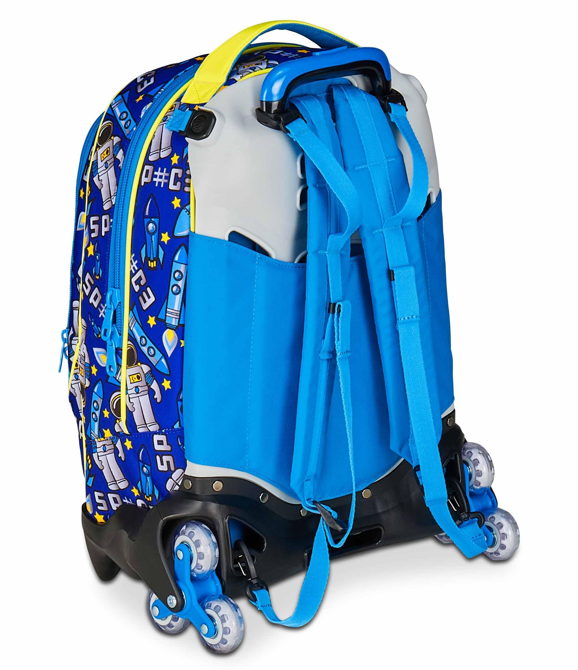 SJ GANG STYLE JAM GANG Trolley Scuola Jack 3 Ruote, Blu, 3 in 1, Zaino Triplo Uso con Carrello Sganciabile, 33 L, Zaino Scuola Elementare, Zaino Bambino