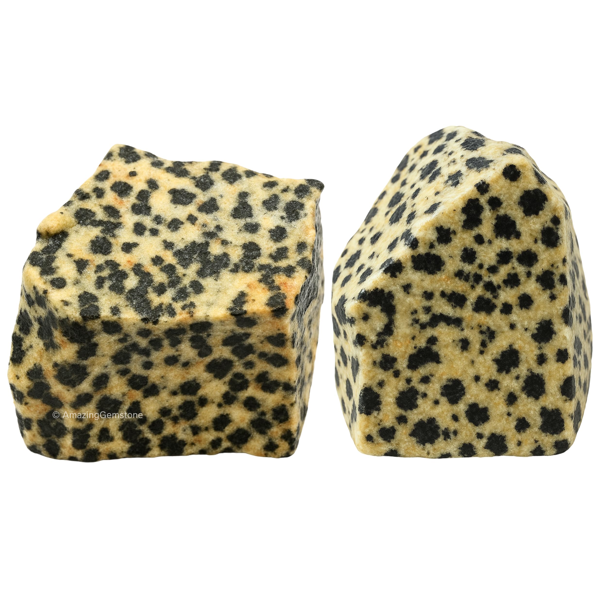 Dalmatian Jasper Crystals and Healing Stones, 2 Piece Raw | Certified Healing Crystal Rough Rocks For Tumbling and DIY Projects Gifts - Positive Energy, Chakra Healing, Meditation