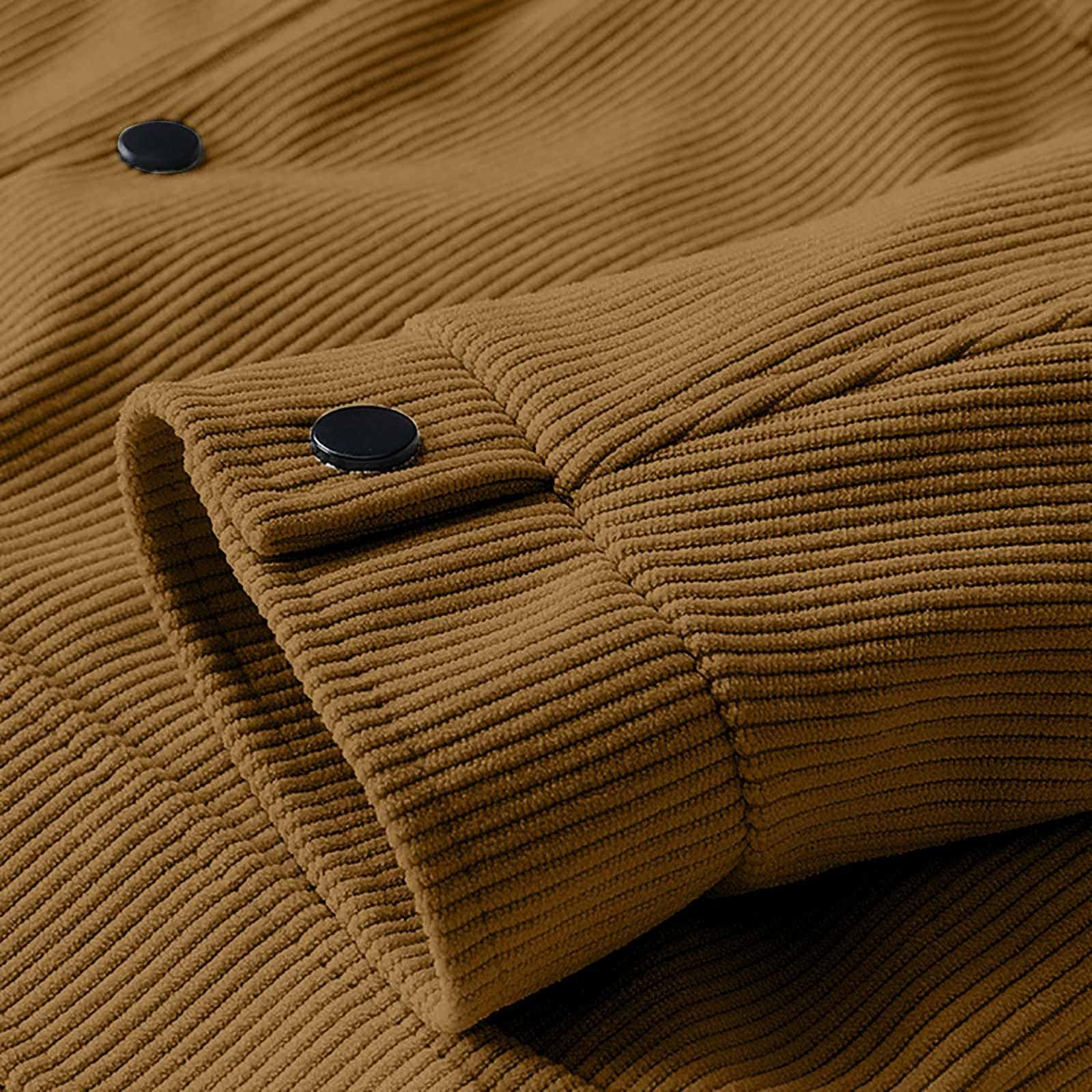 Giacca da uomo in velluto a coste con bottoni, a maniche lunghe, casual, leggero, da lavoro, termica, alla moda, retrò, con risvolto per l'inverno e l'autunno