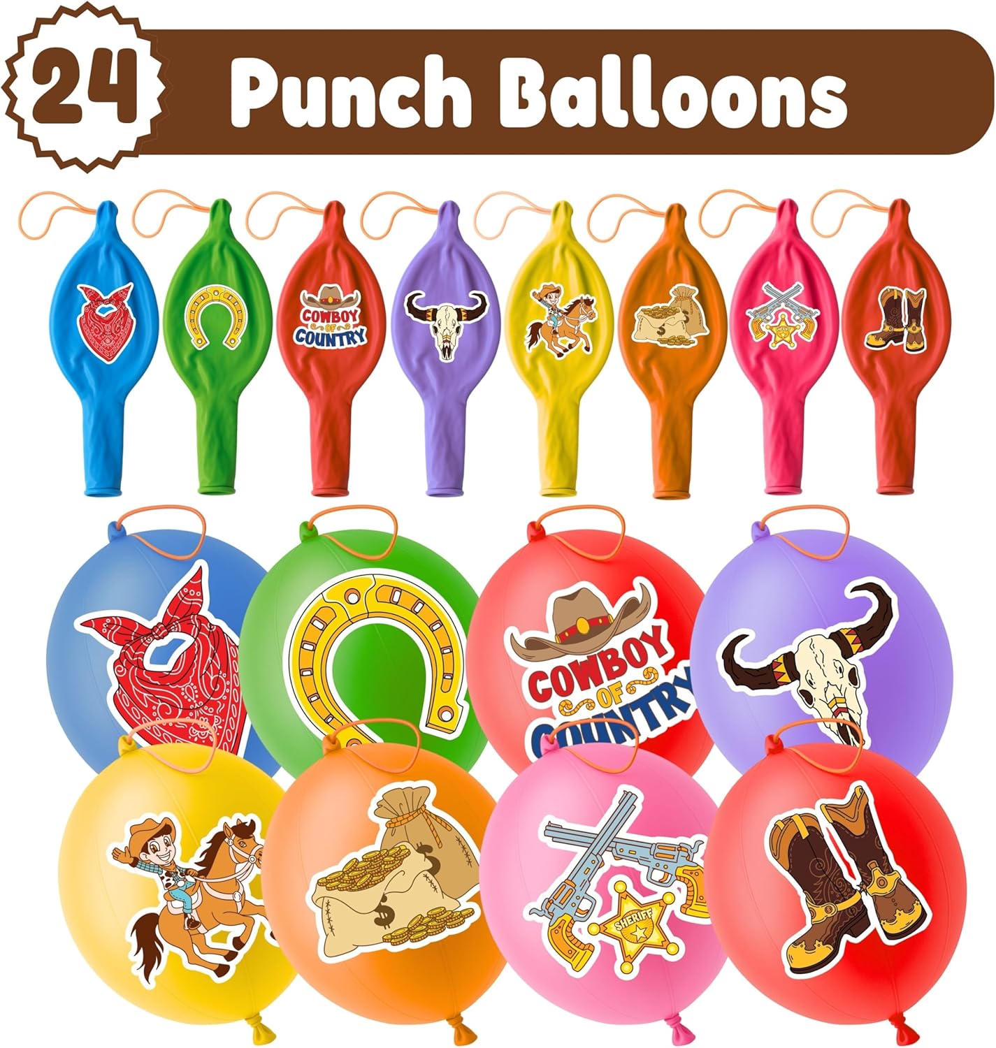 72 PCS Cowboy Party Favors for Kids – 48 Pre-Cut Temporary Tattoos & 24 Cowboy Punch Balloons Themed Birthday Party Decorations Supplies Favors Gifts, Goodie Bag Fillers, Classroom Rewards - Image 4