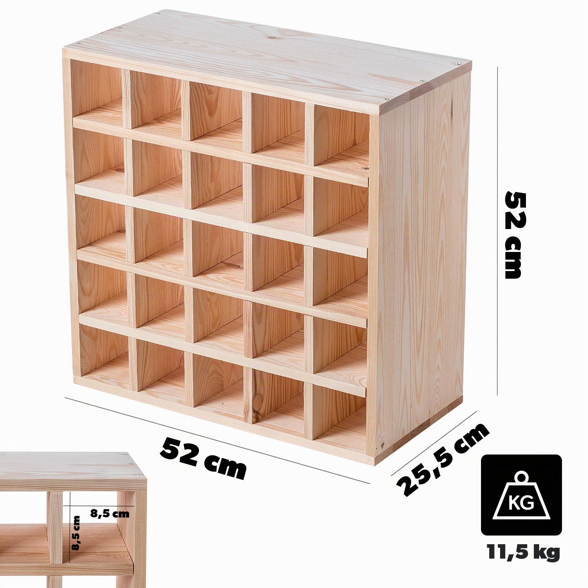 KADAX Weinregal aus Holz, 52 x 25.5 x 52 cm, Großes Flaschenregal für viele Weinflaschen, rustikaler Weinständer, platzsparendes Regal für Flaschen, Stabiler Weinschrank, Made in EU
