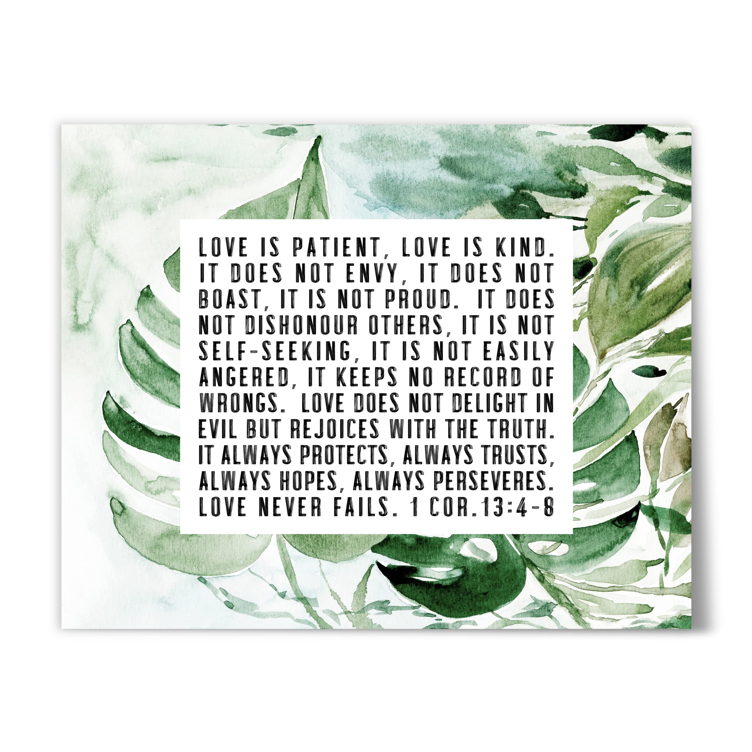 1 Corinthians 13 Print, Love Is Patient, Love Is Kind, Christian Wedding Gift for Couples Love Bible Verse, 8" x 10" Poster UNFRAMED