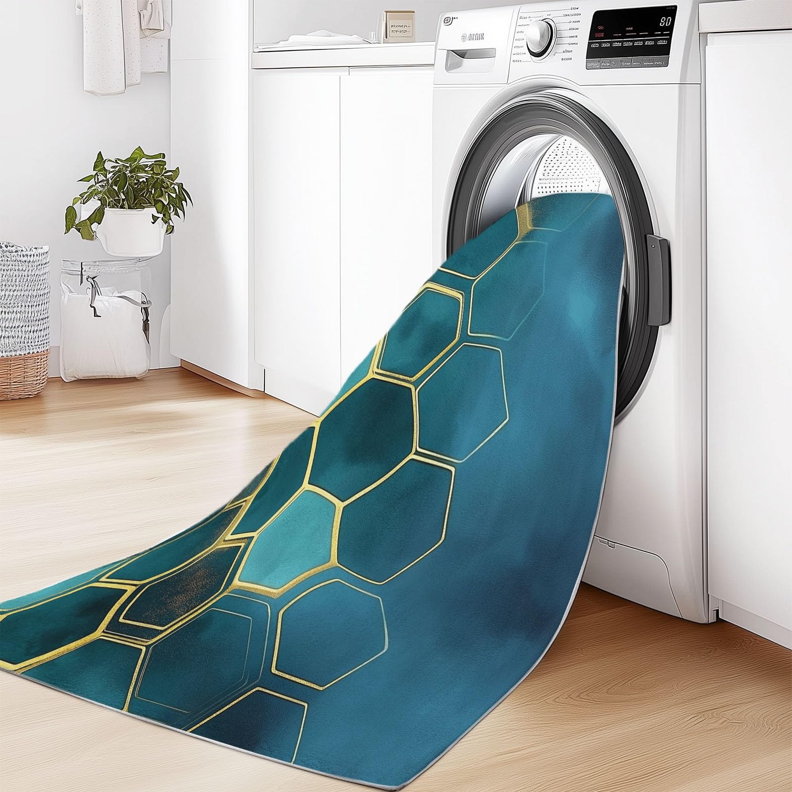 Dywan, geometryczny dywan o strukturze plastra miodu, do salonu, 160 x 230 cm, antypoślizgowy, nowoczesny efekt 3D, wycieraczka do korytarza, sypialni, flanelowa mata podłogowa, nadaje się do