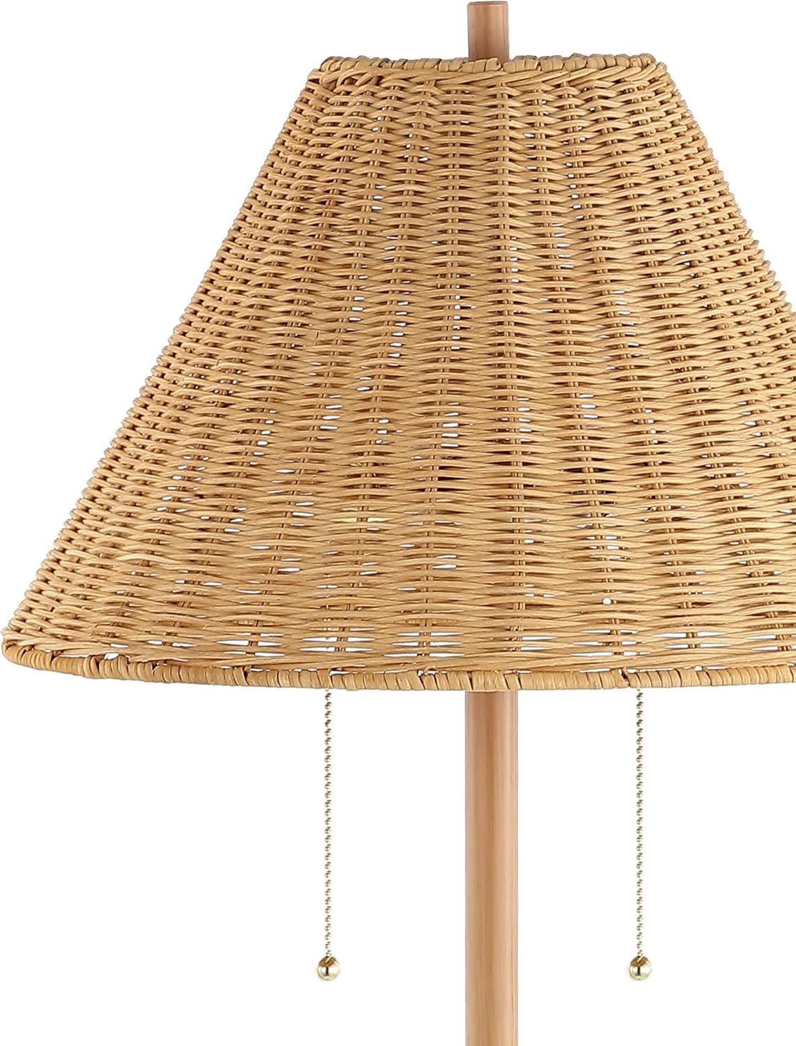 JONATHAN Y JYL3092A Nando 61" 2-Light Coastal Bohemian Iron/Rattan LED Floor Lamp with Pull-Chain Mid-Century, Modern Standing Reading Lamp LED Bulb Included, Brown Wood Finish