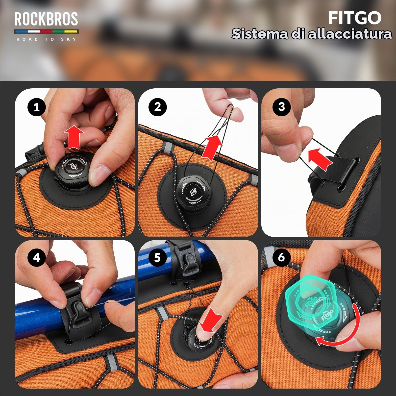 ROCKBROS Road to Sky Borsa Tubo Telaio Triangolo, Borsa Bicicletta Impermeabile per MTB Bici da Corsa, Triangolare da Telaio, Facile Installazione, Grande Capacità 2L