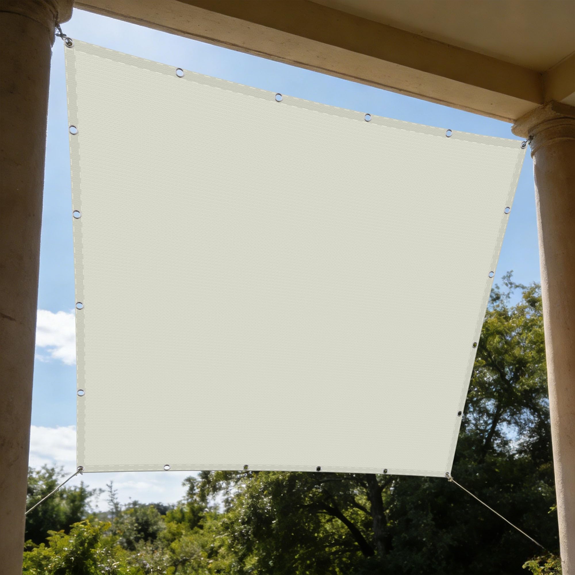 Voiles d'ombrage rectangulaire imperméable blanc cassé avec protection UV extérieure