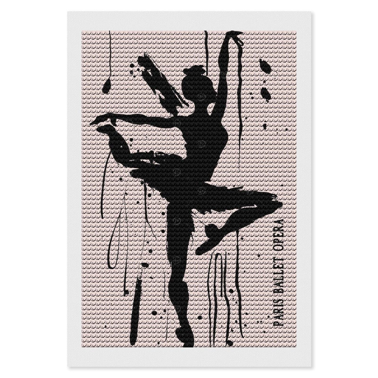 Junmoney Paris Ballet Diamond Painting Set 8"x12", Stress Relief Craft, Easy to Enjoy, Vintage Style Decor, Festive Craft Gift