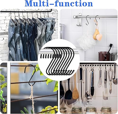 Miniatura 7 de Paquete de 12 ganchos en S de 6 pulgadas, ganchos grandes en S recubiertos de vinilo resistente para colgar ganchos en S antideslizantes para colgar