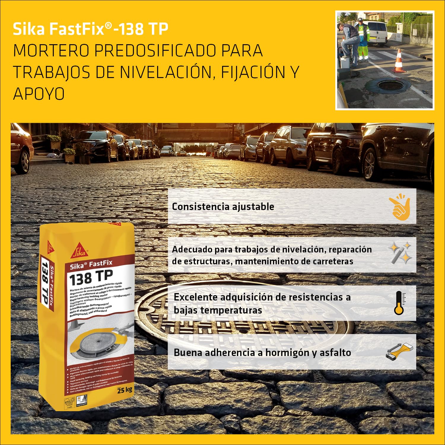 SIKA - Mortero cementoso - Sika FastFix 138 TP gris oscuro - Nivelación, fijación y apoyo - superficies de hormigón - Endurecimiento rápido - 25 kg