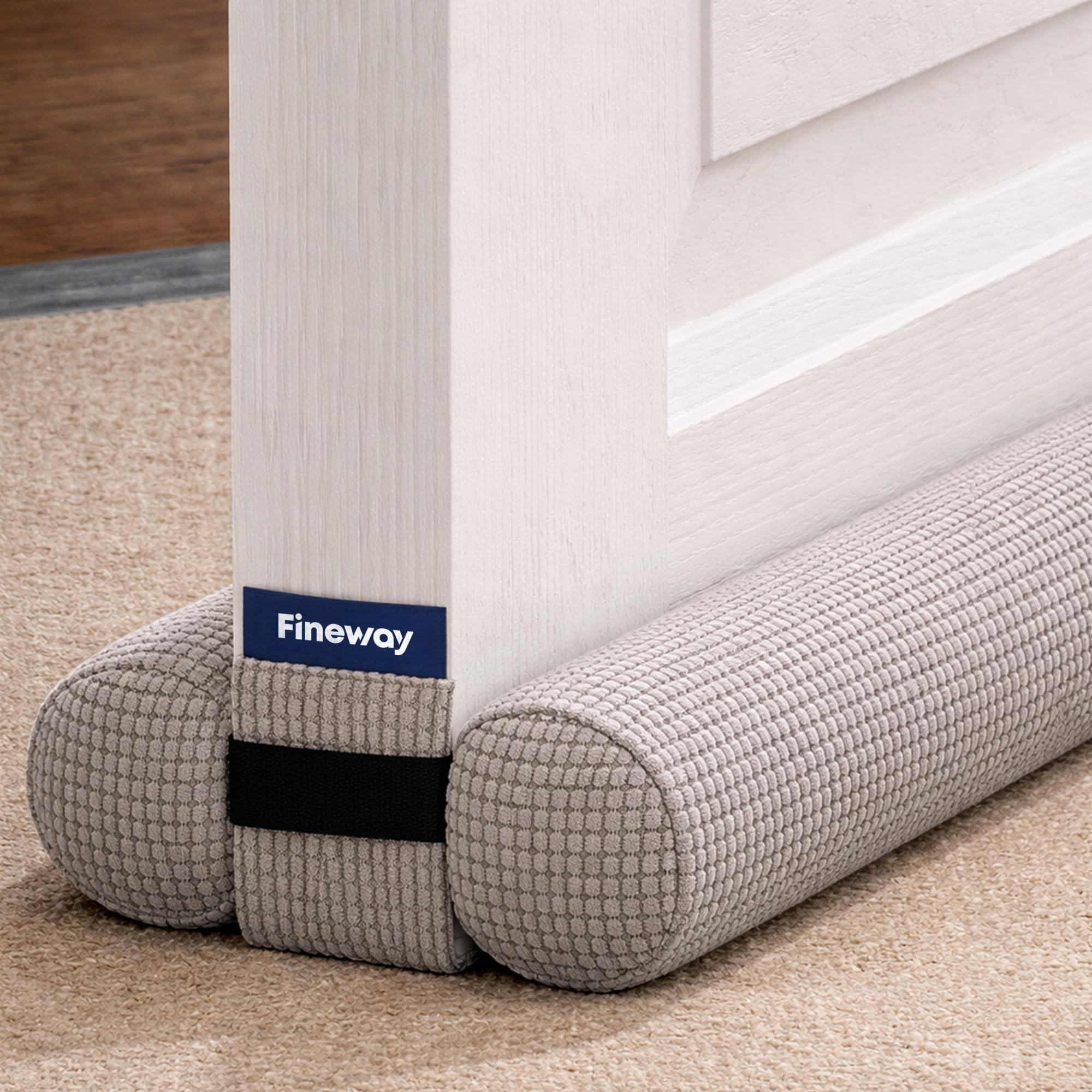 Fineway Under Door Draught Excluder for Doors - 80cm Double-Sided Interior Door Draft Excluder for Doors, Cold Air and Noise & Wind Blocker - Fits Standard UK Doorframe - Pack of 1