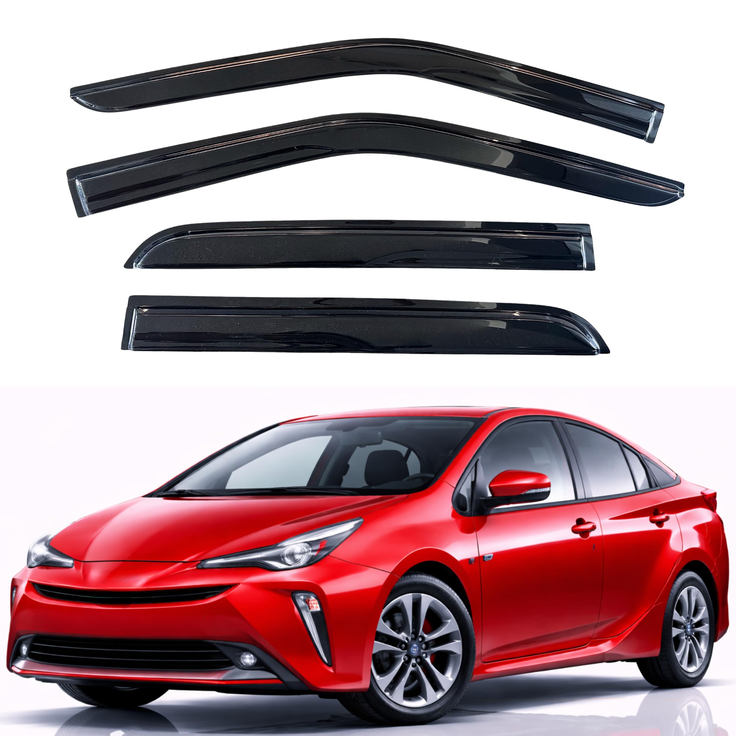 KPY Rain Guards Fit for 2016-2022 Toyota Prius, Out-Channel Window Visors Vent Wind Deflectors 4PC, Car Accessories for 16-22 Prius