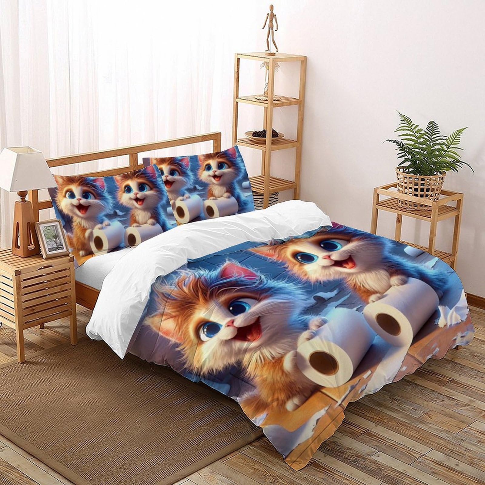 Housse de couette 220x240cm grand lit enfant microfibre animaux 3D