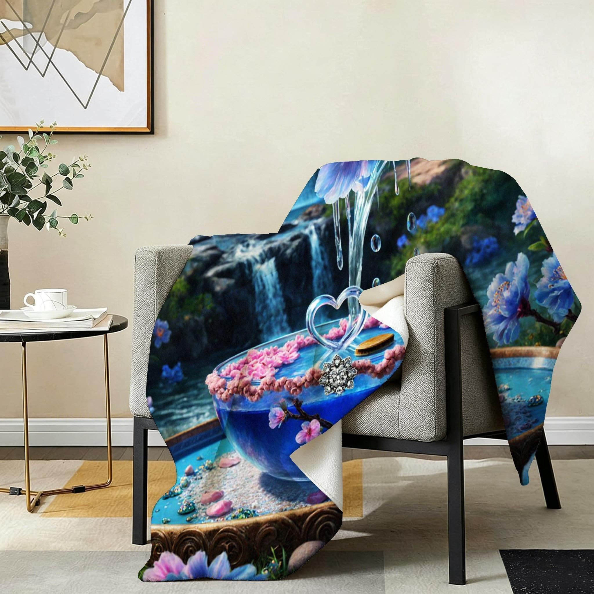 Coperta Pile Matrimoniale 240x260 cm Quadro Blu, Coperta XXL Super Morbida Multiuso Come Copriletto o Plaid da Salotto, Calda e Leggera, Protezione dal Freddo, AW6264