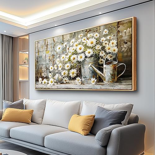 PHAOHUAXM Lienzo grande para pared de sala de estar, impresión de obras de arte retro de flores blancas para comedor, dormitorio, baño, cocina,