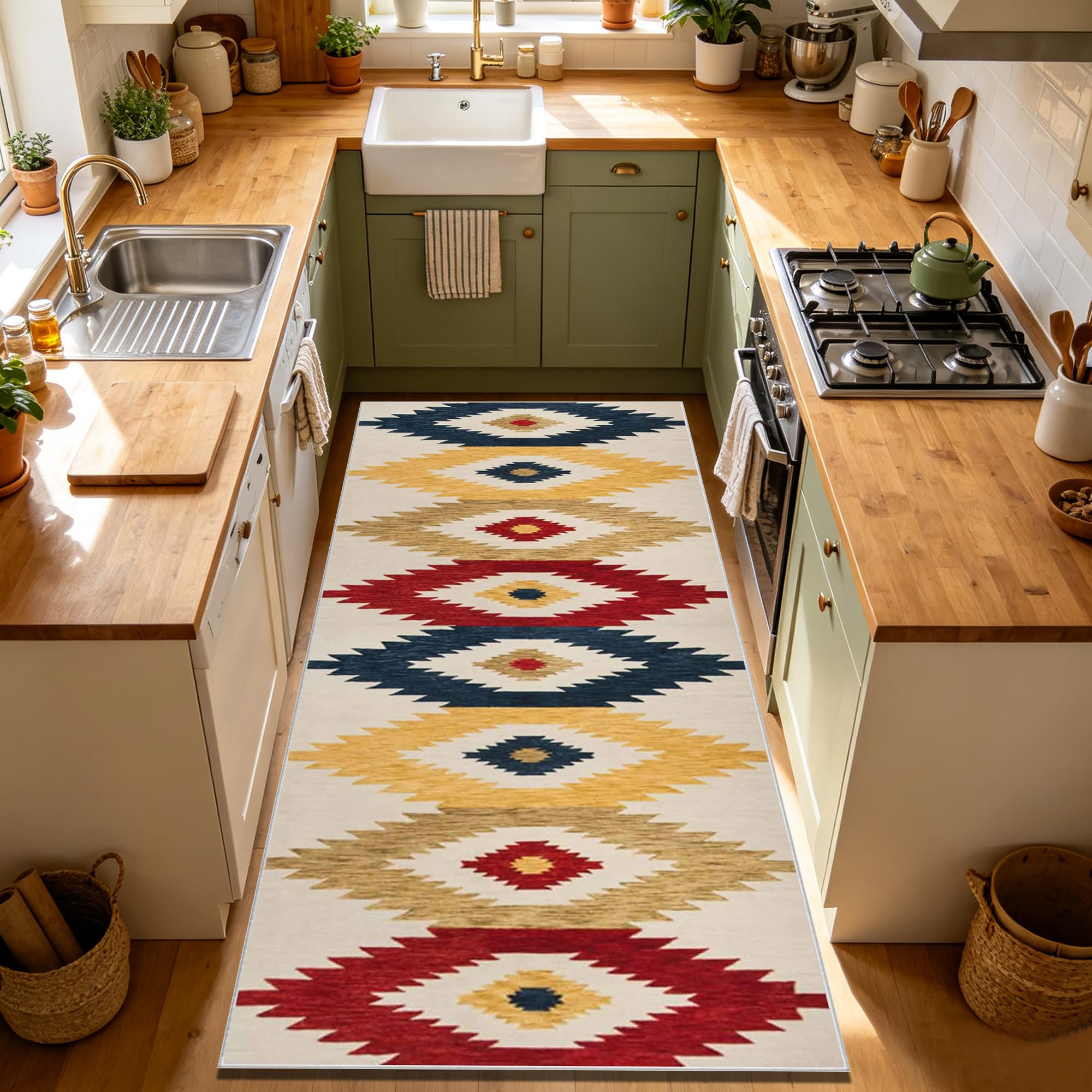 Tapis de porte d'entrée intérieur grand format lavable pour longs couloirs