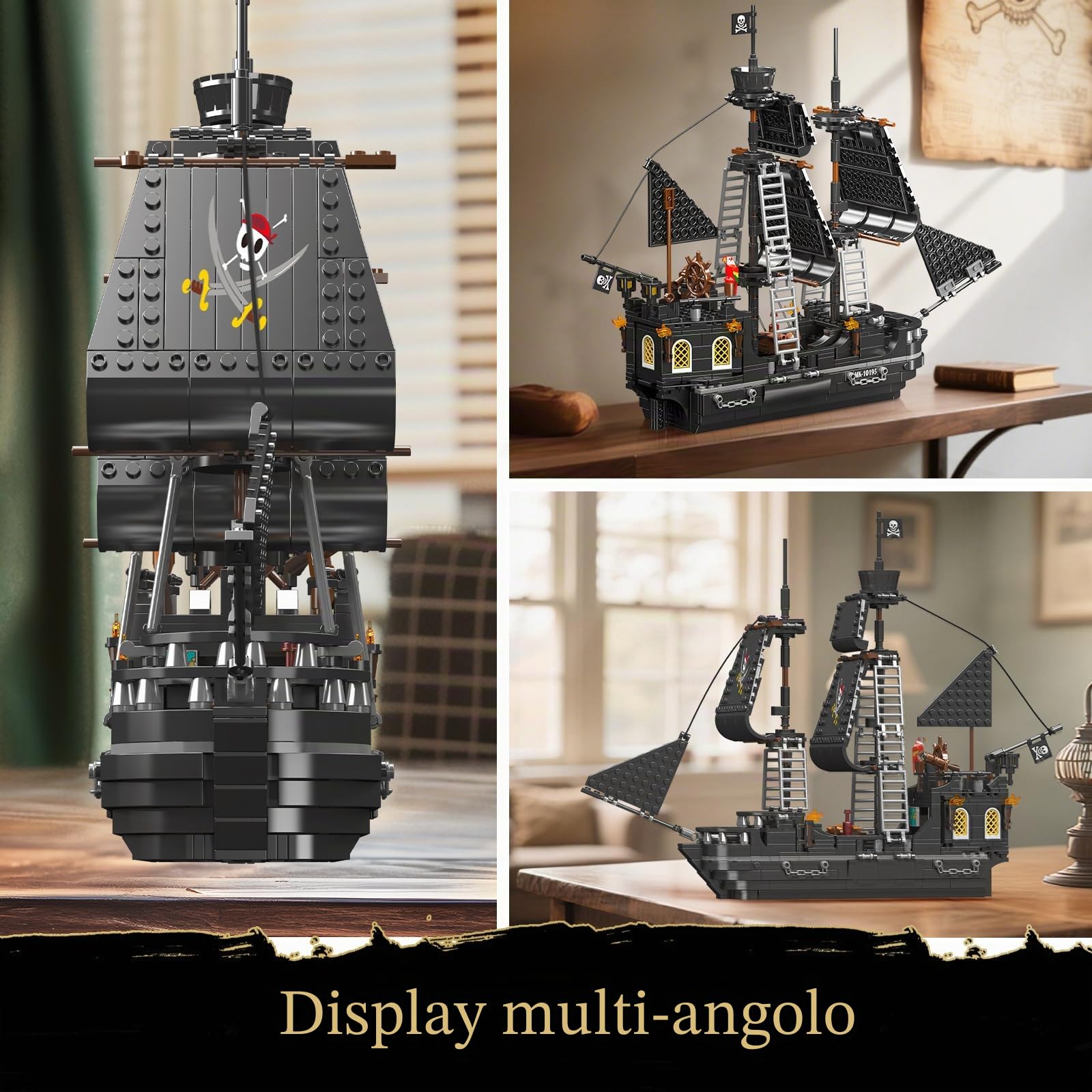 Mould King Black Pearl 10195 - Set di mattoncini da costruzione, 932 + pezzi con design dettagliato, regalo per ragazzi e ragazze dai 10 anni in su