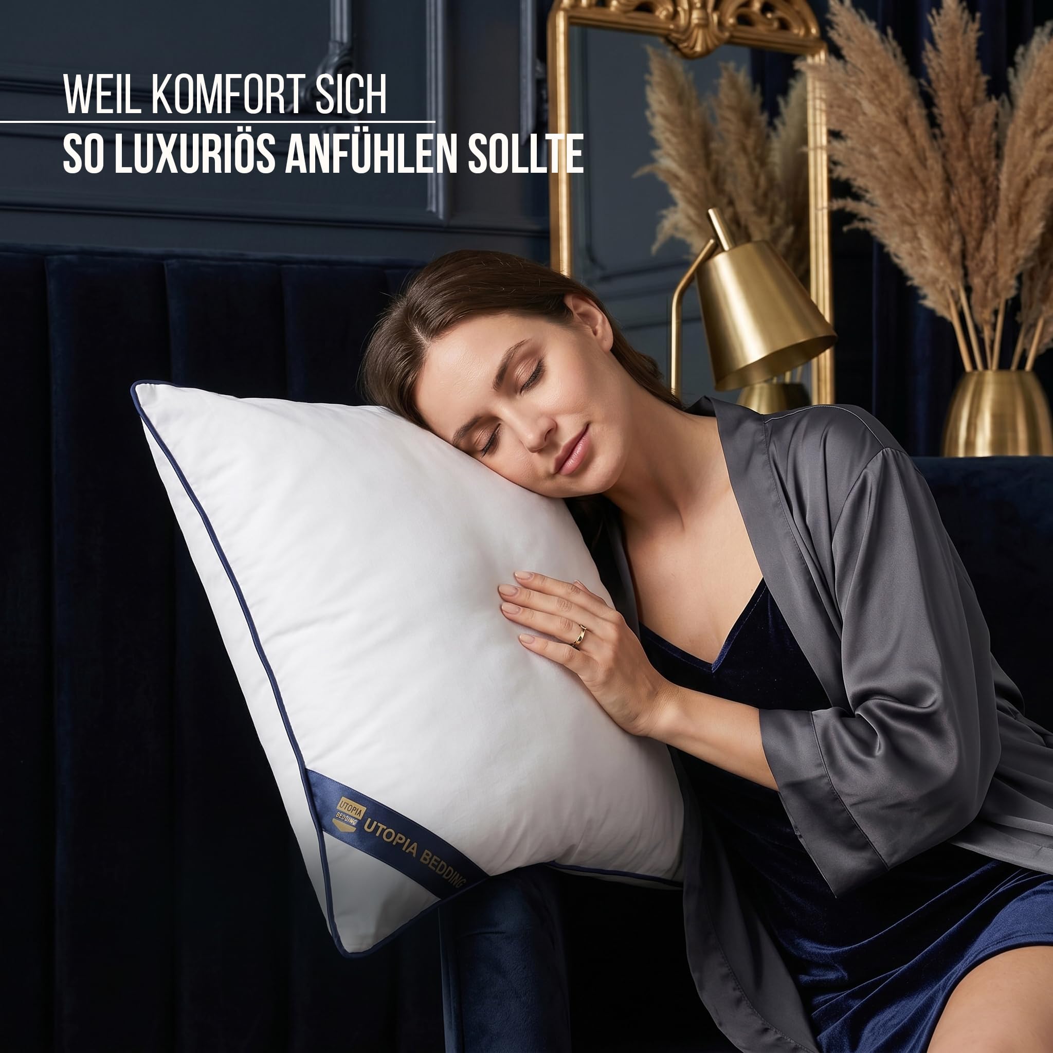 Utopia Bedding 2er Set Kissen 80x80 cm, Kissenfüllung für Bett und als Dekokissen, Sofakissen, Zierkissen für Couch (Weiß)