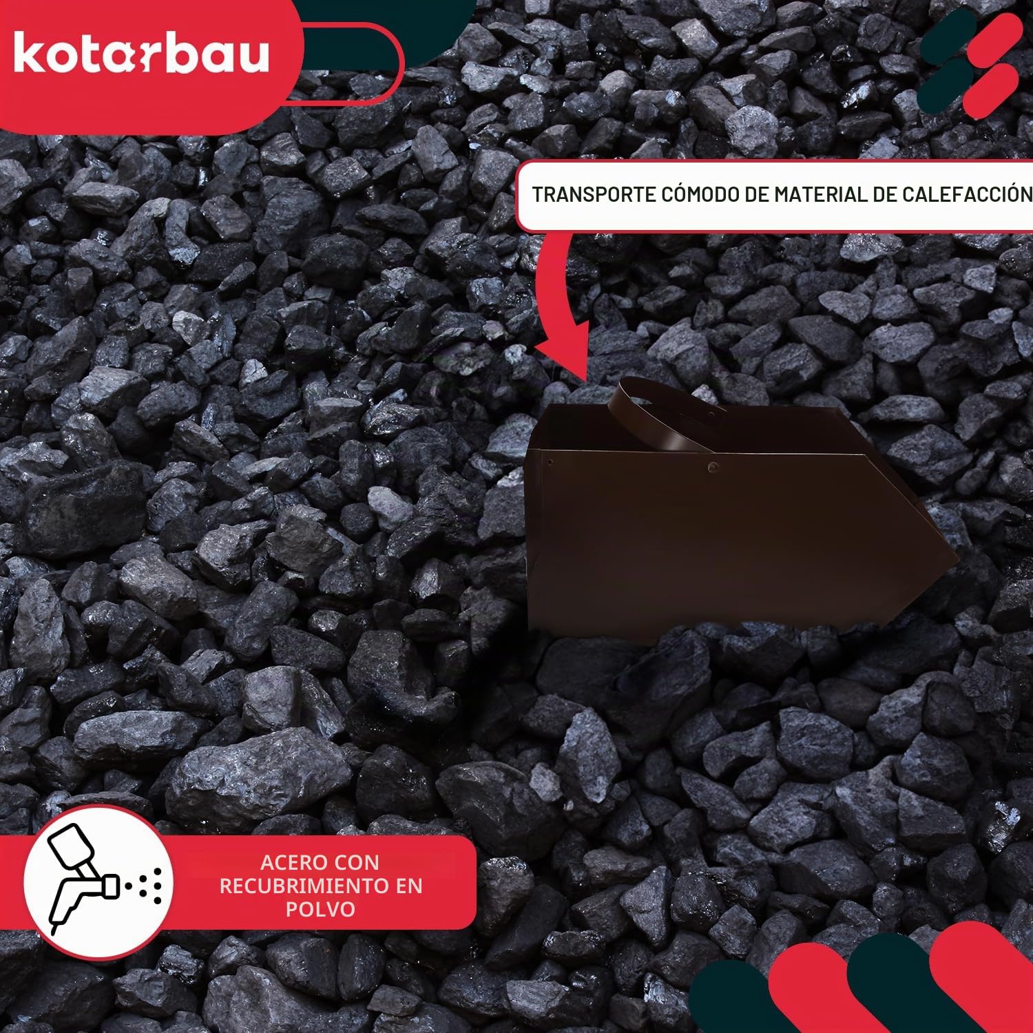 KOTARBAU® Caja para cenizas, Recipiente con asa, Accesorio de chimenea, Ideal para transportar ceniza, leña o carbón, Cubo, Bandeja, Ideal para estufa, chimenea, barbacoa, Acero, Marrón