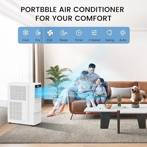 Miniatura 4 de Aire acondicionado portátil de 12000 BTU para habitaciones de hasta 500 pies cuadrados, unidad de CA portátil 3 en 1 con ventilador y