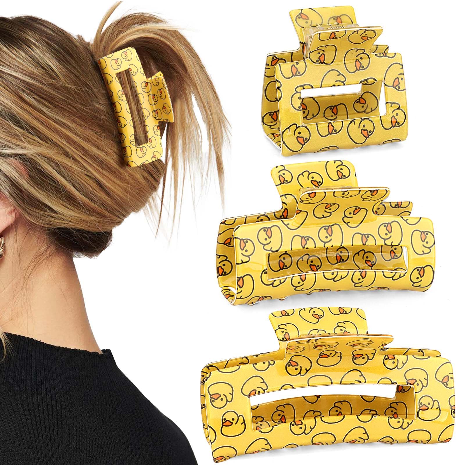 3 clip a forma di anatra, divertenti clip per donne e ragazze, accessori per capelli unici per festival, graziosi accessori per capelli gialli, accessori per regali di festa, decorazione per