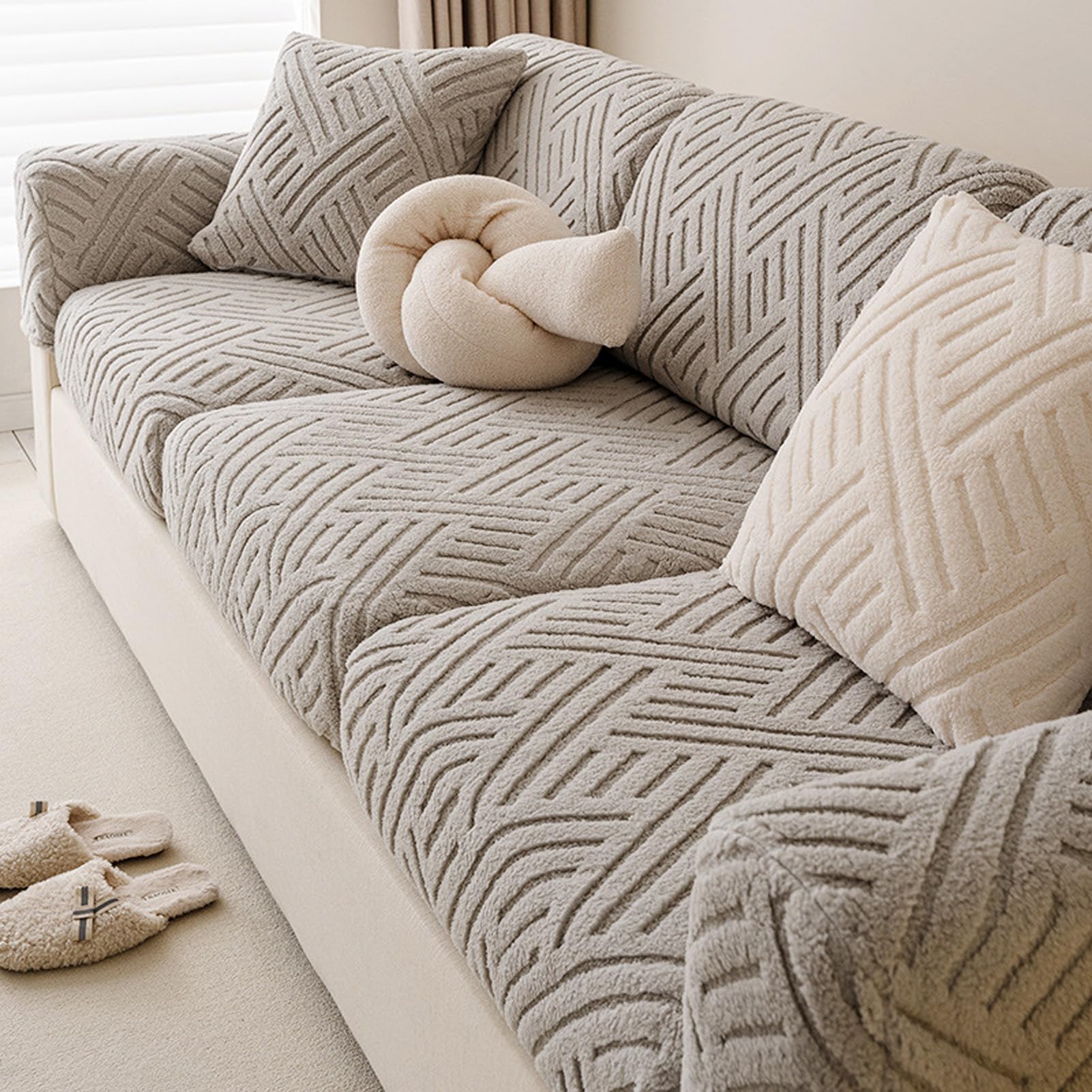 Housse de coussin de siège de canapé en velours antidérapante universelle