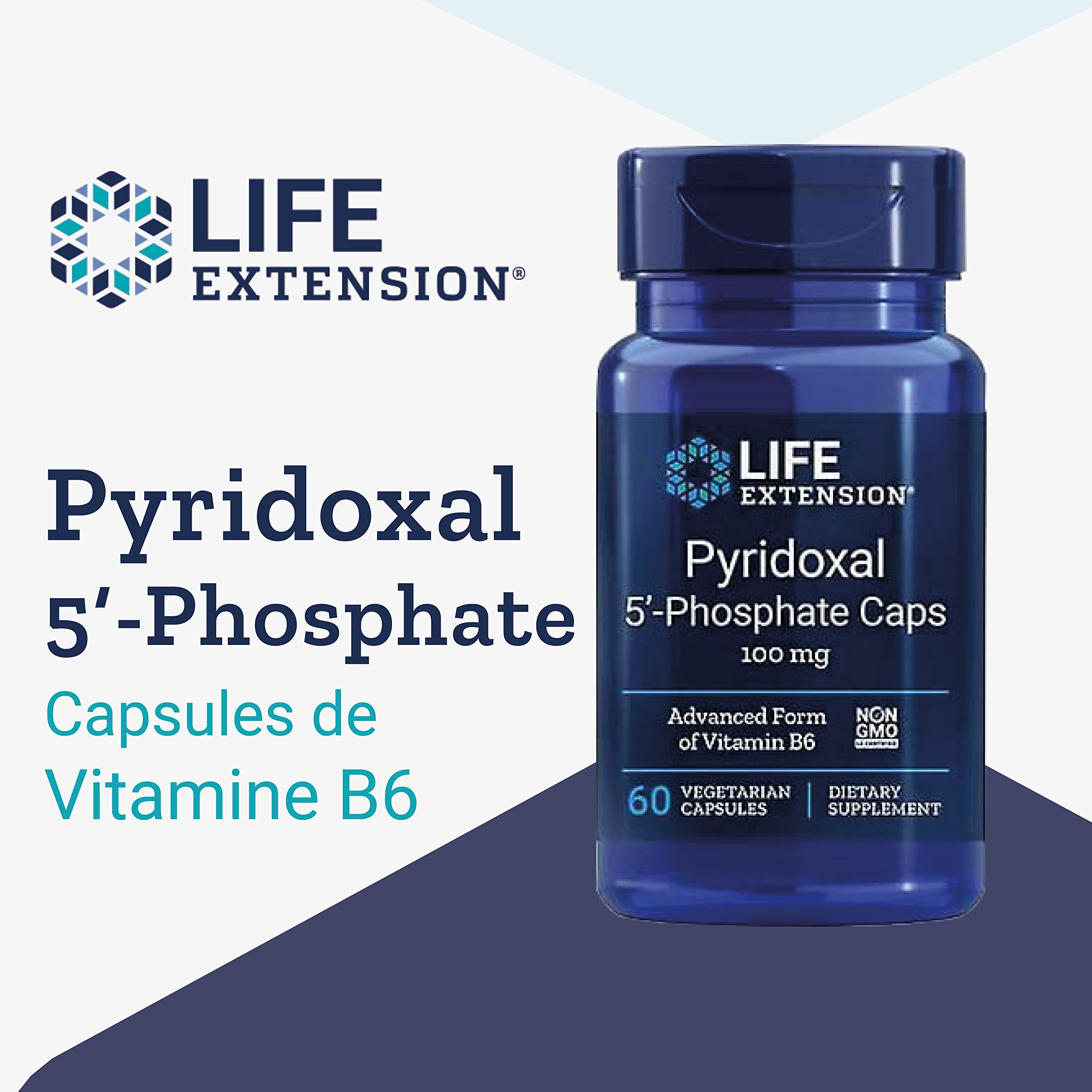 Life Extension, Pyridoxal-5-Phosphate, Dépôt, Tous les 5 Jours 1 Capsule, 100mg, 60 Capsules végétaliennes, Sans Gluten, Végétarien, Sans Soja, Sans OGM