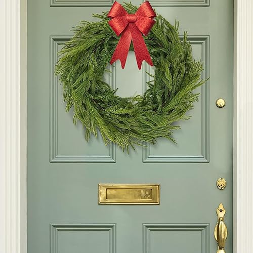 Miniatura 7 de Guirnalda de Navidad de pino Norfolk artificial de 6 pies, vegetación sintética de polietileno de tacto real, decoración impermeable para interiores