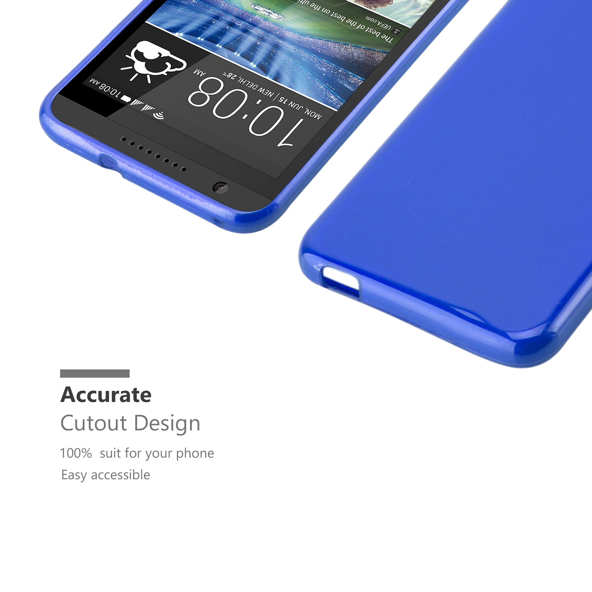 CADORABO Custodia Protettiva In Silicone TPU Flessibile Retro Copertina Htc Desire 820 Frost Blu Scuro 77351313