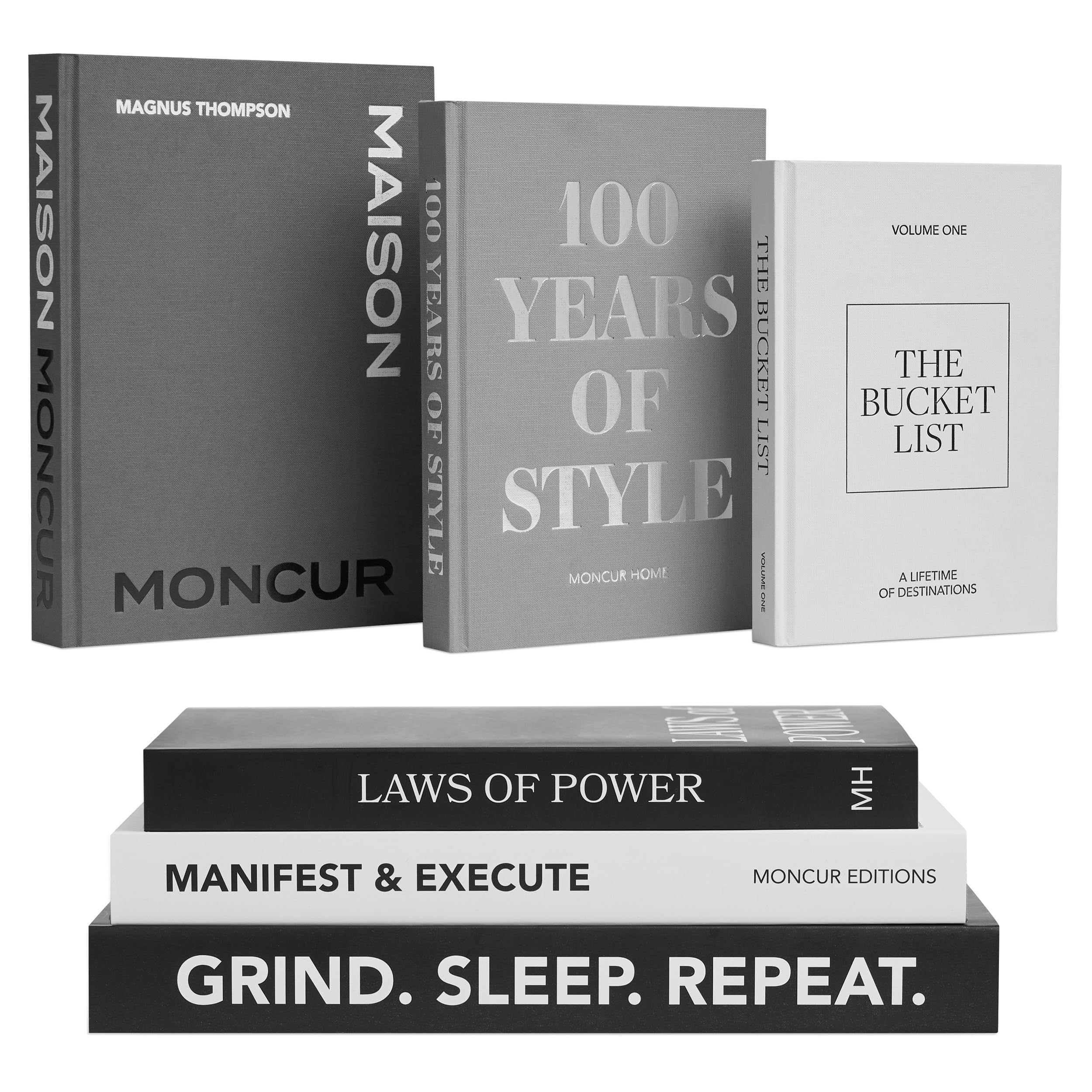 Decorative Books Set of 3 for Room Decor Aesthetic - Black White Coffee Table Books with Removable Covers