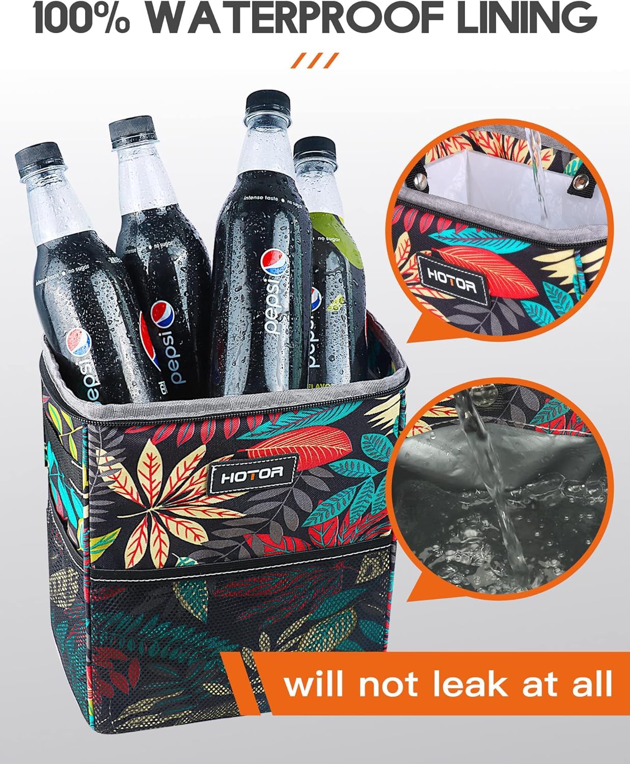 HOTOR Car Trash Can, Leakproof Car Organizer, 2-Gallon, Autumn Leaves view 5