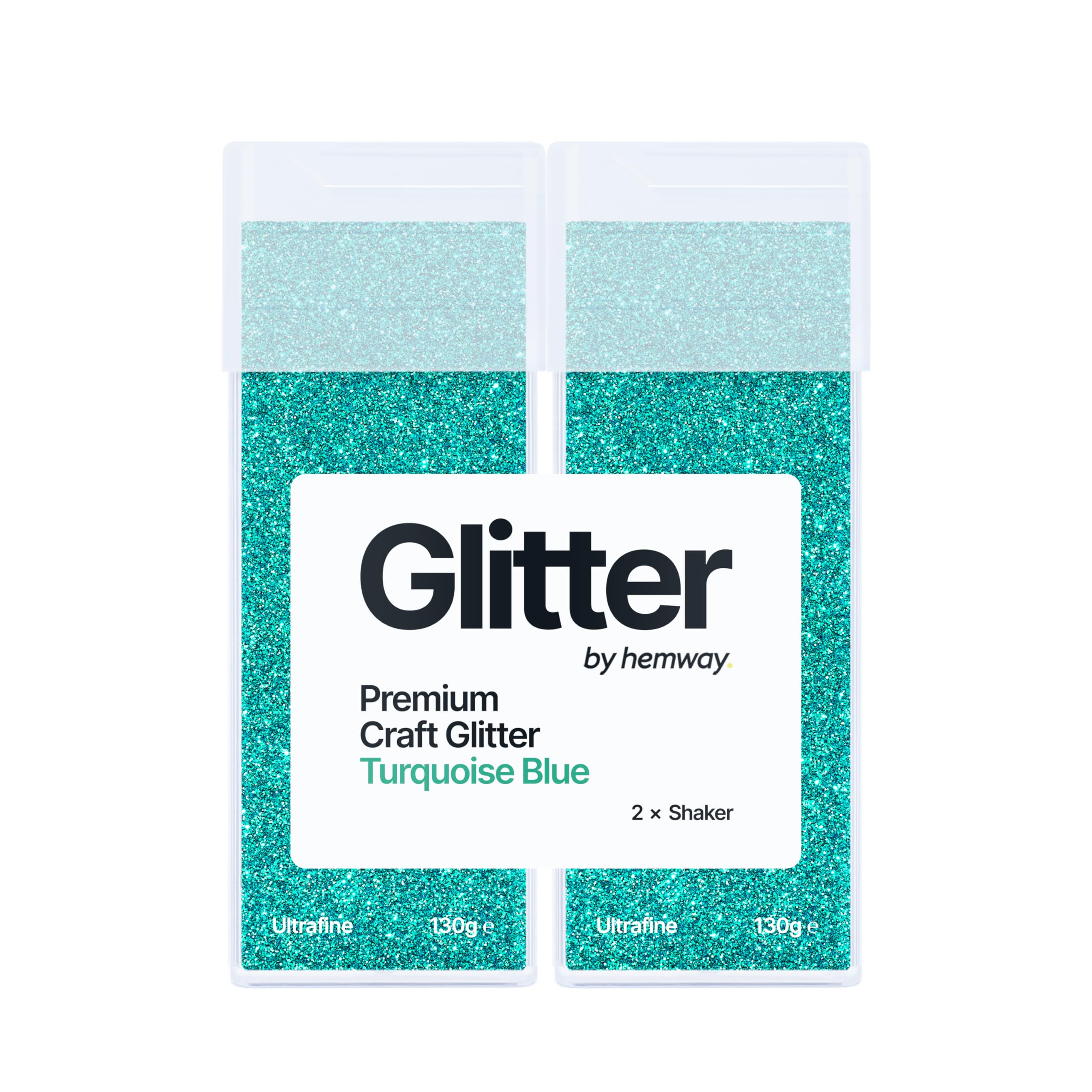 Hemway Glitter Shaker Turquoise Blue 130g x2 Pack Ultrafine, Craft Glitter Shakers for Resin & Epoxy Crafts