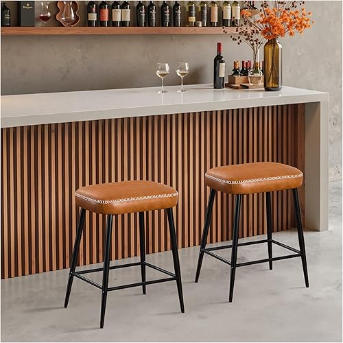 Juego de 2 taburetes de bar de 24 pulgadas, taburetes de bar de altura de mostrador para isla de cocina, taburetes de bar de metal para encimera,