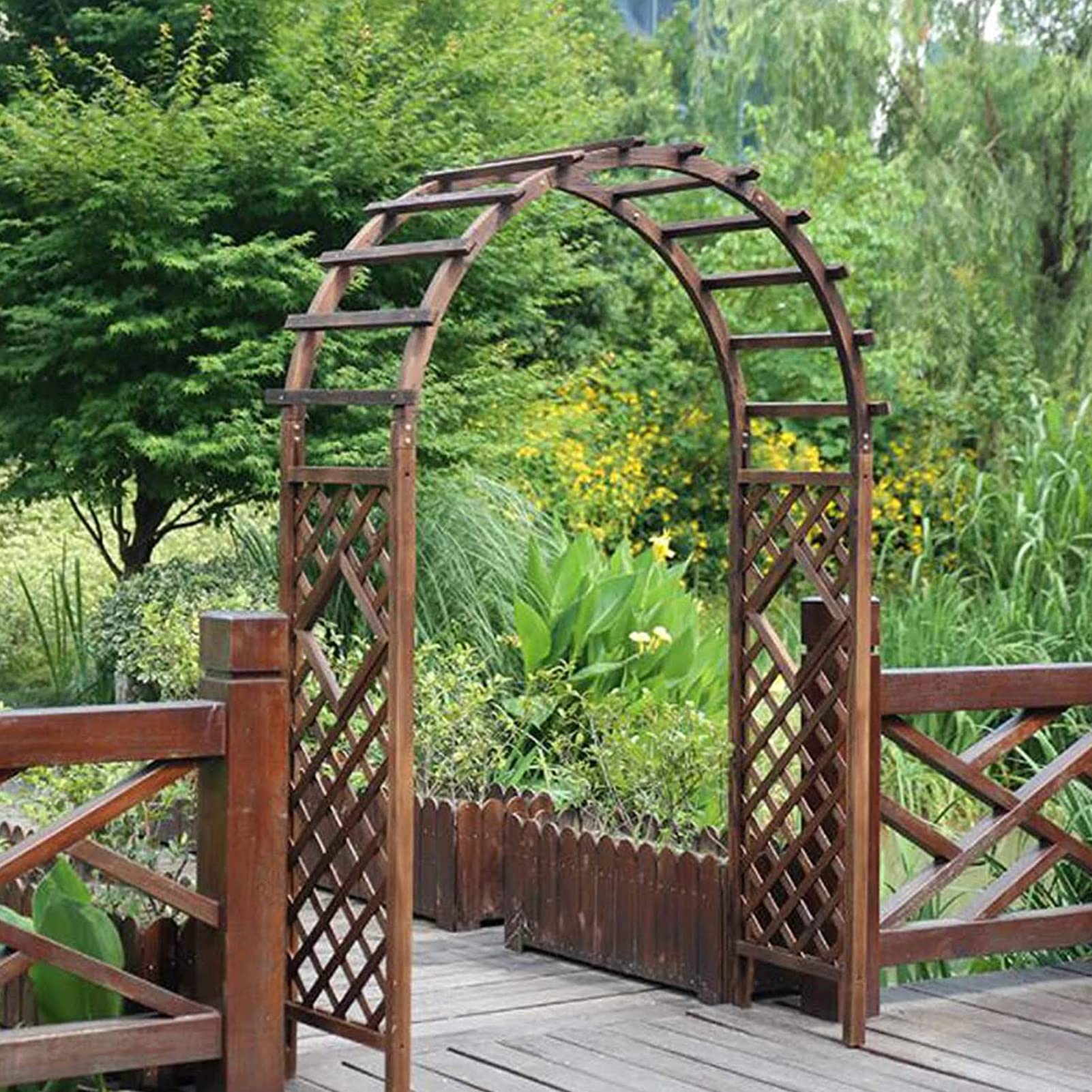 Łuk Ogrodowy Z Drewna, Łuk Z Impregnowanej Sosny, Pergola Do Roślin Pnących, Łuki Ślubne, Krata Do Łuku, Altany, Odporne Na Warunki Atmosferyczne I Wolnostojące, 120 X 215 Cm / 140 X 225 Cm, Białe, P