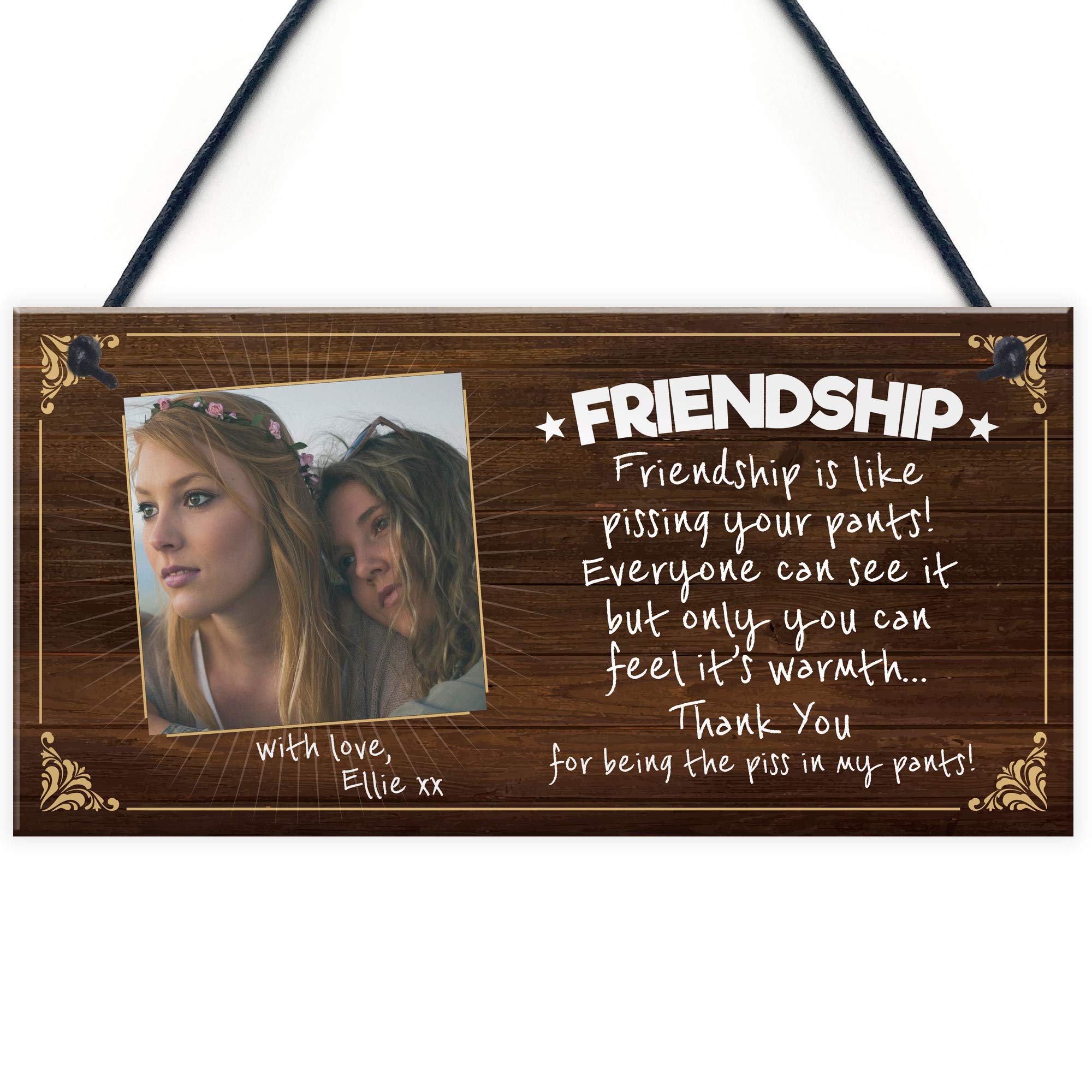 Red Ocean Brown Personalised Photo Message Friendship Gift For Best Friend Funny Hanging Plaque Sign For Colleague