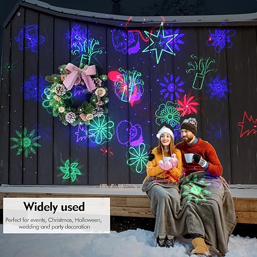 Miniatura 7 de Lunmore Proyector láser de Navidad, proyección láser para exteriores, 30 patrones, proyectores de paisaje para interiores, exteriores, hogar, jardín
