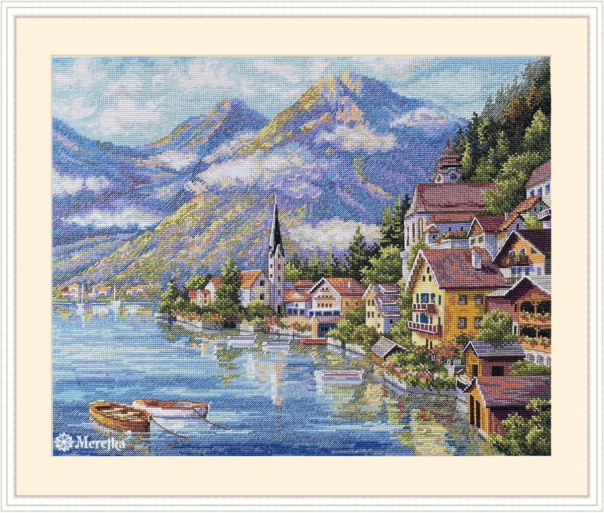 Merejka K-192 Alpine Village Counted Cross Stitch Kit, Cotton, Multi-Colour, 39,5 х 32 cm