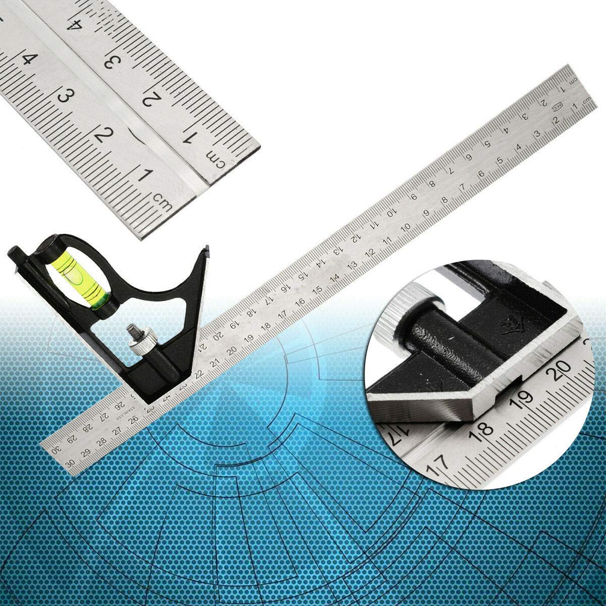 PRAV® Combination Ruler Set Protractor Adjustable Stainless Steel Measuring Tool