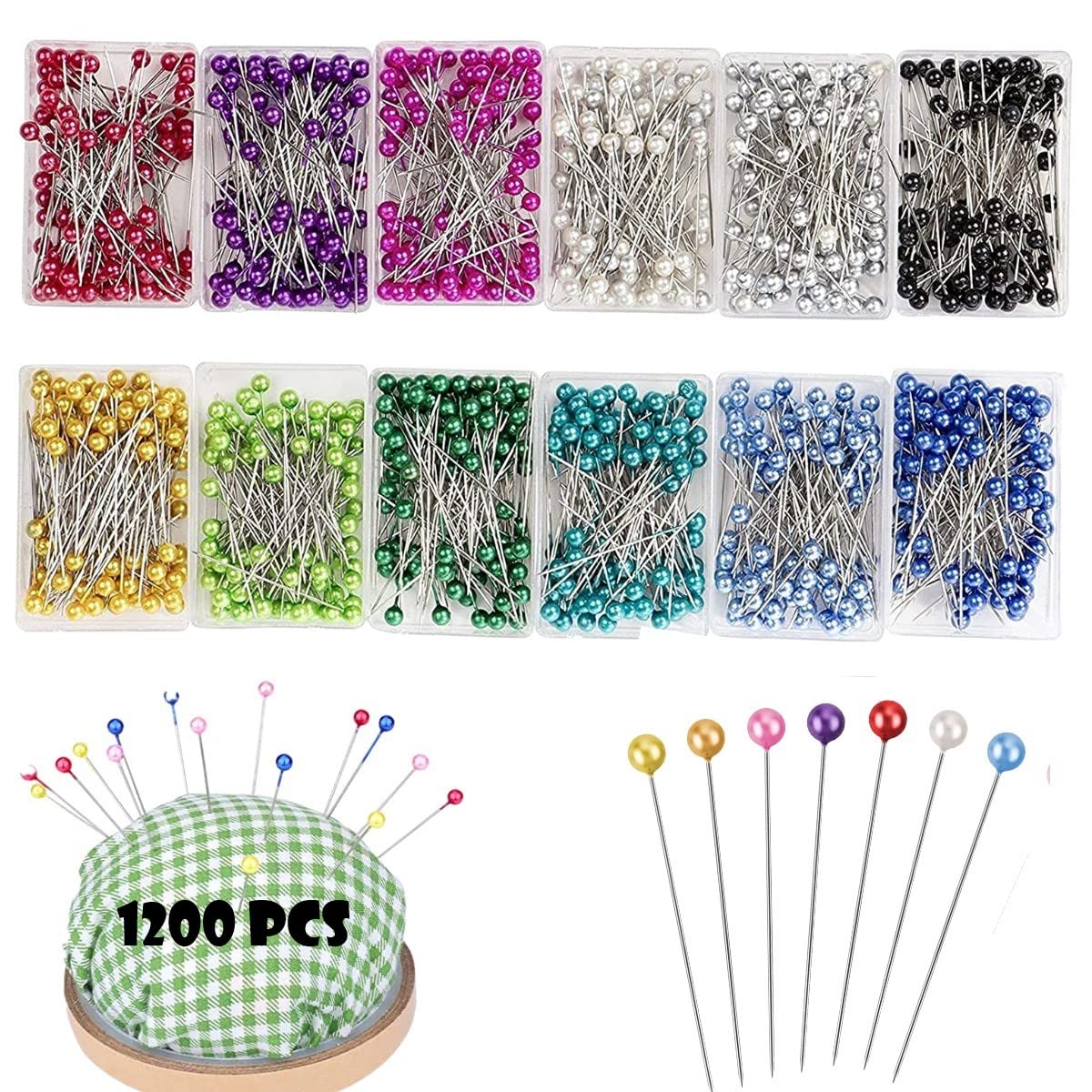 Nähzubehör-Set – 600 Stecknadeln 38 Mm, 9 Nähklammern, Farbig Sortiert, Edelstahl