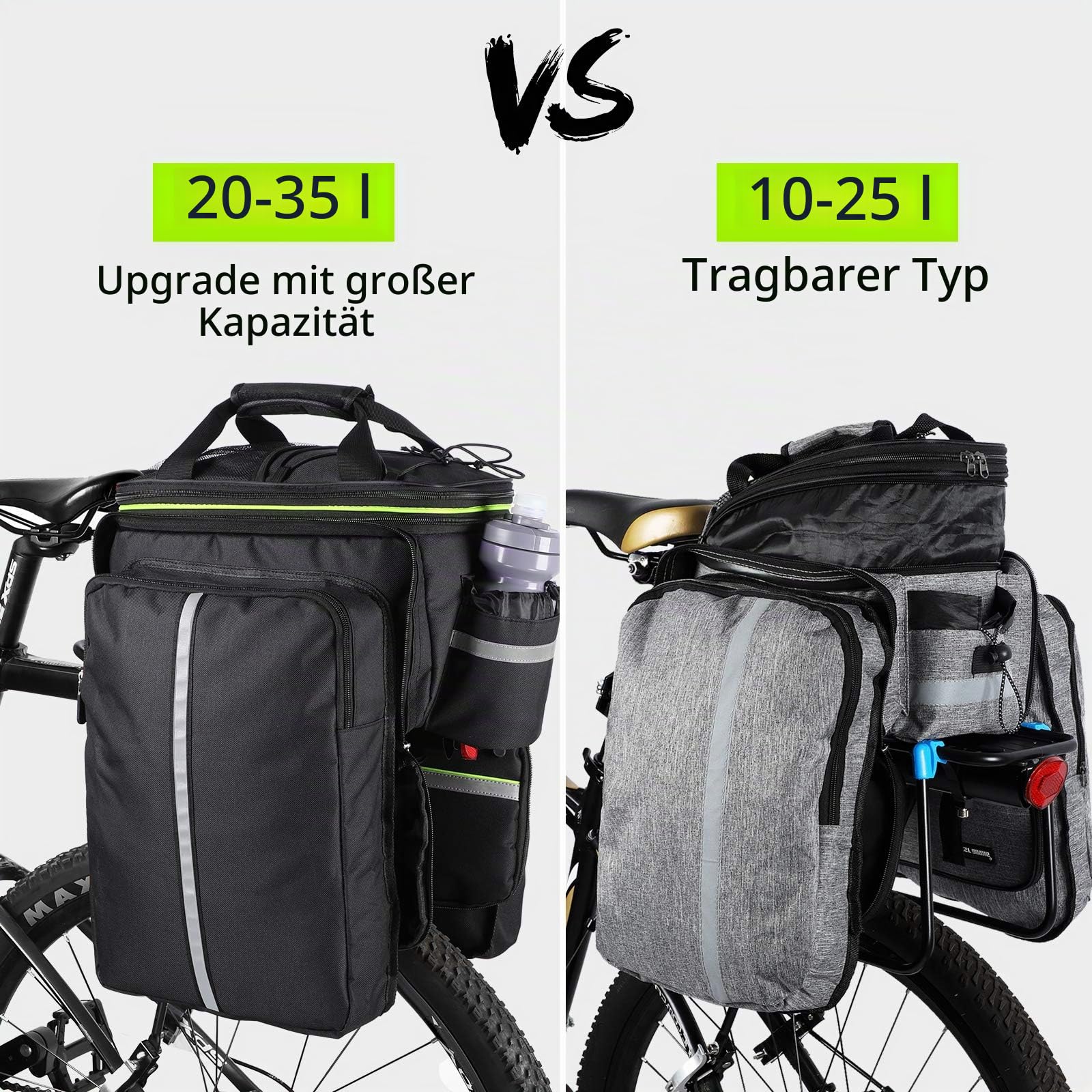 WESTGIRL Fahrradgepäcktasche, 35L doppelseitig, wasserdicht, Satteltasche, langlebig, für den Rücksitz, mit verstellbarem Schultergurt