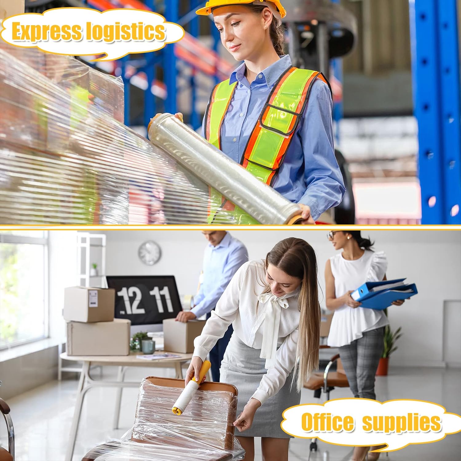 Thenshop Stretch Film/Wrap 16.5 Inch x 2000 ft 65 Gauges Plastic Moving Warp Roll Clear Cling Film Industrial Strength PE Heavy Duty Shrink Wrap Adhering Shrink Film for Furniture Glass Storing