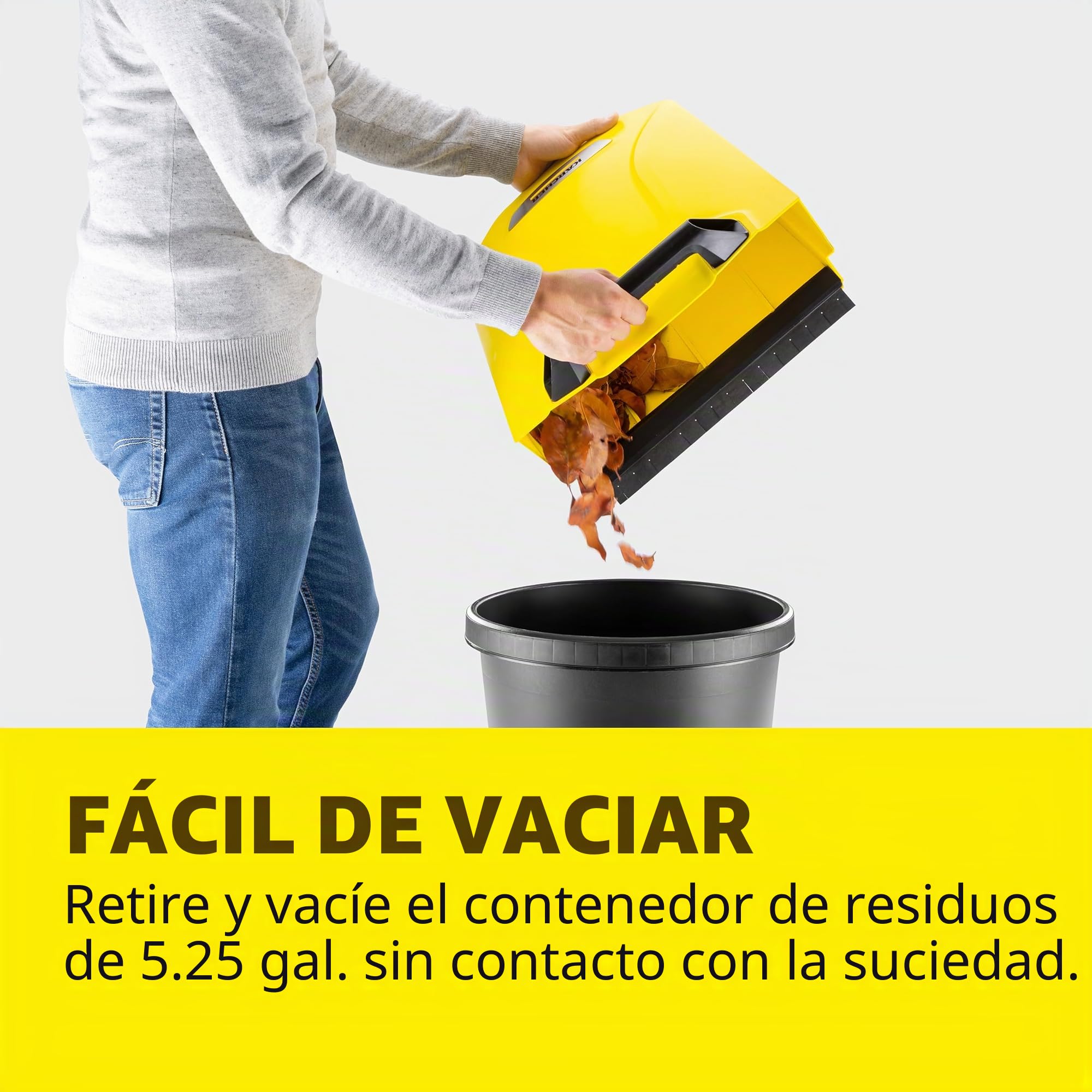 Karcher S 4 - Barredora de Piso de Empuje Manual para Exteriores, Capacidad de 5.25 galones, Ancho de Barrido de 26.8 Pulgadas, Barre 26,000 pies Cuadrados/Hora