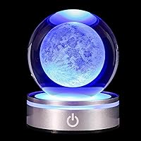 Vista 11 de Bola de cristal 3D de medusa con luz LED, base única, lámpara de figuritas grabadas con láser, luz nocturna para regalos de niños, amantes