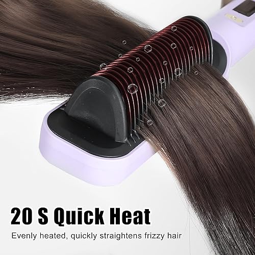 Miniatura 3 de VOCOSTE Cepillo alisador de pelo, calentamiento rápido, cerámica antiquemaduras, peine alisador de pelo, con 4 ajustes de temperatura, para el