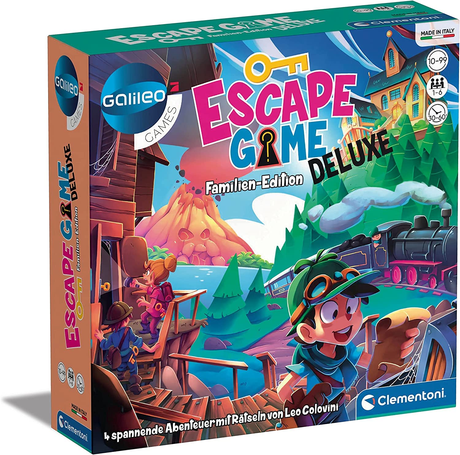 Clementoni Galileo Escape Game Familien-Edition Deluxe - 4 spannende Abenteuer - Escape Spiel für Kinder ab 10 Jahre - Gesellschaftsspiel & Familienspiel - 59257