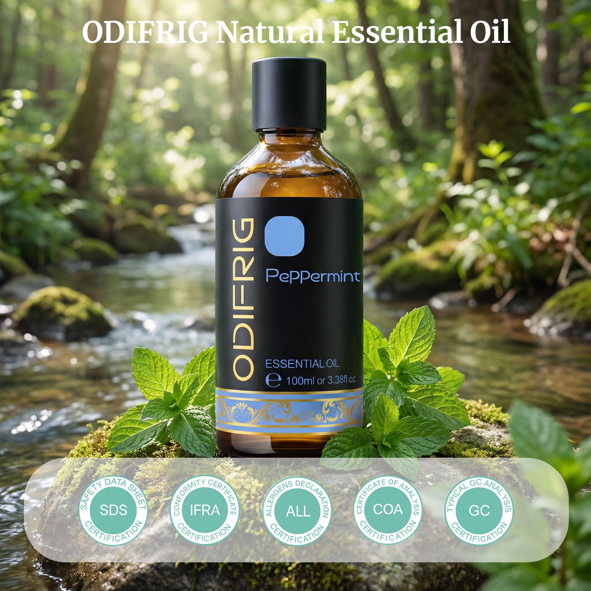 Olio Essenziale di Menta Piperita, 100 ml con Contagocce, Olio essenziale Naturale di Menta Piperita, Adatto per la cura di unghie, DIY, SPA, Aromaterapia