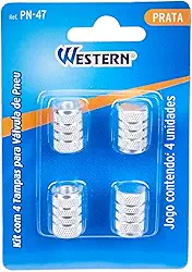Western PN-47 Tampas Válvula de Pneu, Prata, 4 unidades